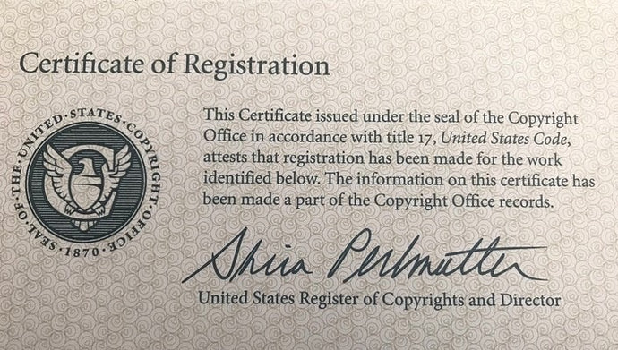 Library of Congress United States Copyright and Certificate of Registration
